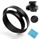 37mm Hollow Lens Hood,Fotover Universal Metal Hollow Tilted Vented Curved Lens Hood with Centre Pinch Lens Cap for Leica Canon...