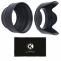 49mm Set of 2 Camera Lens Hoods - Rubber (Collapsible) + Tulip Flower - Reduces Lens Flare and Glare -...