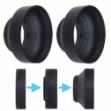 55mm Camera Lens Hood - Rubber - Set of 2 - Collapsible in 3 Steps - Sun Shade/Shield - Reduces...