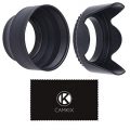 55mm Set of 2 Camera Lens Hoods - Rubber (Collapsible) + Tulip...