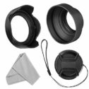 58mm Lens Hood Set, Collapsible Rubber Lens Hood with Filter Thread + Reversible Tulip Flower Lens Hood + Center Pinch...