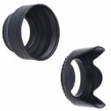 Camera Lens Hoods - Rubber (Collapsible) + Tulip Flower - Set of 2 - Sun Shade/Shield - Reduces Lens Flare...