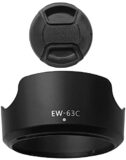 EW-63C Lens Hood+Lens Cap Cover for Canon EF-S 18-55mm f/3.5-5.6 is STM(Not for IS II),EF-S 18-55mm F4-5.6 is STM Lens,...