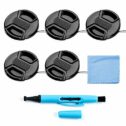 Fotover 52mm Lens Cap Bundle, 5 Pack Universal Snap on Front Centre Pinch Lens Cover Set with Microfiber Lens Cleaning...