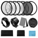 Fotover 52mm Lens Filter Accessories Kit:UV CPL Adjustable ND Filter(ND2-ND400),Macro Close up Filter set(+1,+2,+4,+10),Lens Hood,3 in 1 Grey Card for...