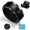 Fotover 62 mm Unique Screw Mountain Metal Standard Lens Hood with Centre Pinch Lens Cap for Canon Nikon Sony Pentax...