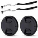 JJC 40.5mm Lens Cap 2 Pack Snap-on Front Camera Lens Cover + Elastic Lens Cap Keeper for Canon, Sony and...
