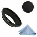 SIOTI Camera Wide Angle Metal Lens Hood + Cleaning Cloth + Lens Cap for Nikon Canon Sony Fuji Pentax Sumsung...