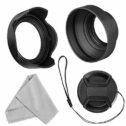 Veatree 52mm Lens Hood Set, Collapsible Rubber Lens Hood with Filter Thread + Reversible Tulip Flower Lens Hood + Center...